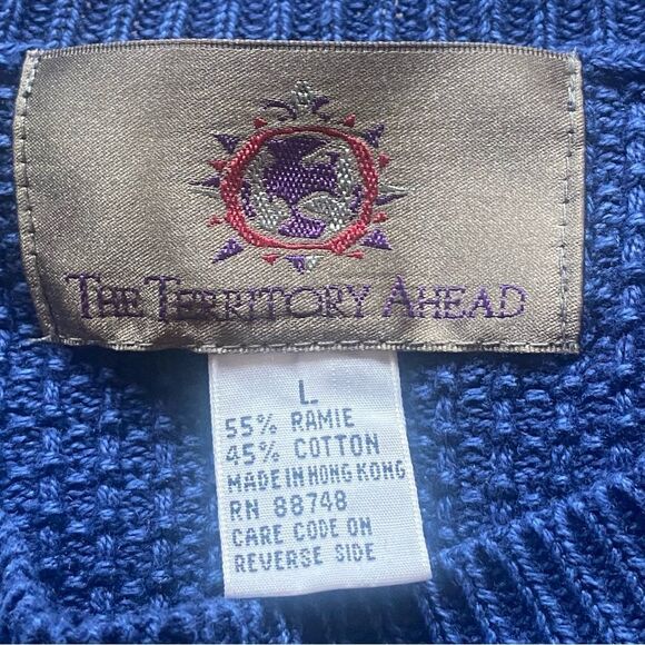 The Territory Ahead Blue Long Sleeve Knit Cotton Blend Sweater Size Large - Picture 3 of 9